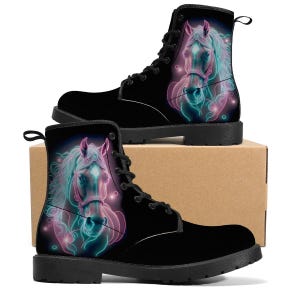 Horse Design Vegan Leather Boots: Equestrian Fashion, Horse Lover Gift