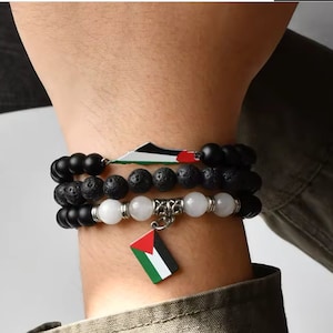 Unisex Palästina Karte Flagge Manschette Armband, Palästina Schmuck, Schmuckset, Edelstahl Armband, Manschette Armband, Palästina Marmor Armband