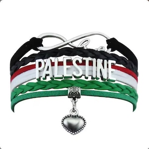 Palästina Karte Flagge Manschette Armband, Free Palästina Schmuck, Schmuck-Set, Edelstahl Armband, Leder Manschette Armband, Palästina