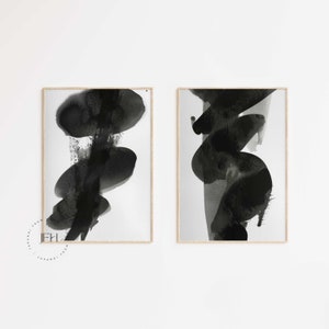 Set of 2, Japanese Brush Abstract Wall Art - Digital Art Print, Japandi, Wabi Sabi Wall Art, Japandi Wall Art, Zen Wall Art, Downloadable