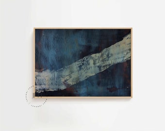 Dark Blue Abstract Texture Print, Charcoal Minimalist Wall Art, Japanese Inspired Decor, Japandi Digital Download