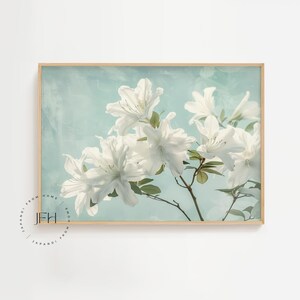 White Floral Art Print – Japandi Style Flower Poster (Digital Download)