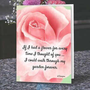 Pink Rose Valentine&#39;s Day Card: Tennyson Love Quote (Digital Download)