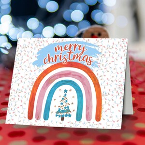 Regenbogen für Weihnachten und Neujahr Digitale Karte 13x18 Weihnachtskarte, Download und sofort drucken, Regenbogen Weihnachtskarte, Weihnachtsgeschenkliste