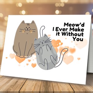 Valentine Day Two Cats in Love Cute Cat Love 5x7 Card Digital Download Printable Card Unlimited Printing Valentine's Card   Instant Download