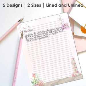 Ocean Themed Stationary, 5 Colors, 2 Sizes 8.5 X 11 and A4, Lined and ...