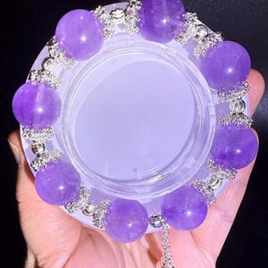 Lavender Amethyst Bracelet: High Color Saturation, 16mm Beads