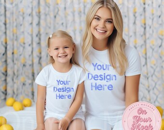 Bella Canvas 3001 White Mockup, Bella Canvas 3001T Mockup, Mommy and Me Mockup, Bella Canvas 3001T White, TShirt Mockup, Mothers Day Mockup