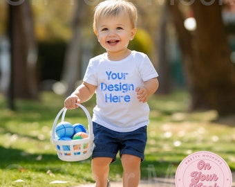 Bella Canvas 3001T Mockup, Easter Mockup, Little Boy Mockup, White T-shirt Mockup, Toddler Mockup, 3001T Easter Mockup