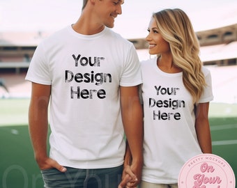 Bella Canvas 3001 White Mockup, Gameday Mockup, Football Mockup, Couples Mockup, Team Mockup, Sports Mockup, White Shirt Mockup