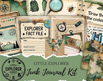 Kids' Explorer Junk Journal Kit: Printable Adventure Scrapbook (Digital Download