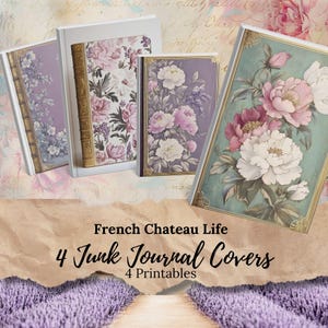 French Chateau Life カバー: あらゆるプロジェクトに使えるジャンク ジャーナル、日記、文房具カバー 4 枚。JJ010