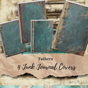 Couvertures de journaux indésirables pour la fête des pères : couvertures numériques en similicuir en sépia et bleu sarcelle, un excellent cadeau que les grands-pères et les pères vont adorer. La fête des papas approche. JJ22