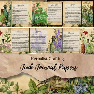 Herbalist Crafting Junk Journal Papiere: Botanische Drucke, Kräuter, Gewürze & ein Hauch von Magie für dein Journal. JJ28