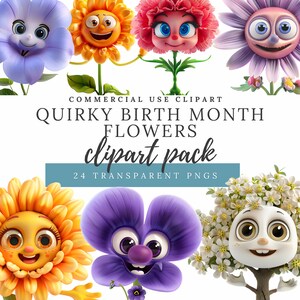 Pack de clipart fleurs du mois de NAISSANCE EXCEPTIONNEL : motifs floraux amusants pour égayer votre projet Journal indésirable, faire-part, agenda, album de scrapbooking, etc. FCA001