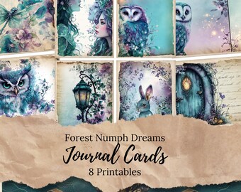 Forest Nymph Dreams Journal Cards, Junk Journal Printables, Fantasy Ephemera, Printable Journal Kit, Digital Scrapbooking, JJ06