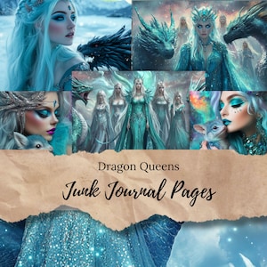 Articles de journal indésirable de Reines dragons : dragons enchantés, reine des dragons, créatures magiques, reines dragons volants, thème du feu et de la glace. JJ25