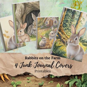 Capas de diário de lixo Rabbits on the Farm: Vintage Country Style Farm e Rabbits. Primeiro diário ideal para seu filho. JJ014