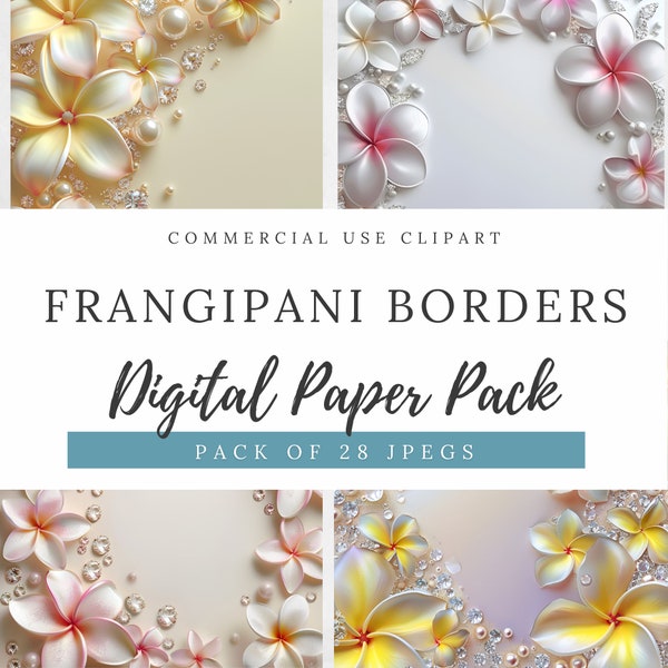 Bordures de frangipanier, Papier numérique, Fleur colorée, Floral 3D, Fleurs pour la fête des Mères, Mariage DIY, Faire-parts élégants, 3DP002