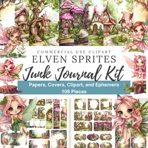 ELVEN SPRITE Kit diario spazzatura: tutto ciò di cui hai bisogno per creare un bellissimo diario, diario, album di ritagli e altri progetti. JJK001