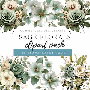 CLIPART FIORI DI SALVIA: Bellezza botanica per progetti digitali tra cui Junk Journaling, Scrapbooking, Creazione di cartoline e artigianato. JJC001