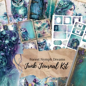 Kit de diario basura Forest Nymph Dreams / Páginas imprimibles para diario basura, efímeras, etiquetas y sobres, folios, letras con monograma, JJ06