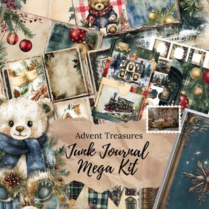 Mega Kit de tesoros de Adviento con más de 300 imprimibles para diarios basura, kit digital navideño, material efímero para fiestas, archivos JPEG imprimibles, suministros para diarios basura JJ04