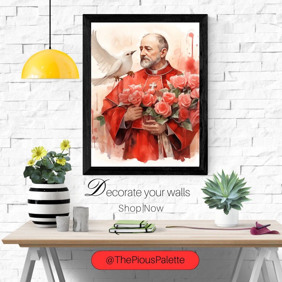 Saint Valentine: Patron Saint of Lovers and Beekeepers Watercolor 