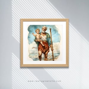 St. Christopher: Patron Saint of Travelers Watercolor DIGITAL DOWNLOAD