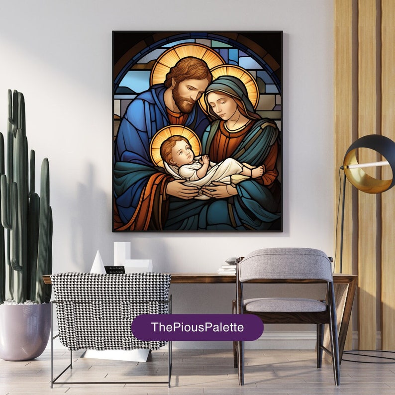 The Holy Family Stained Glass Art DIGITAL DOWNLOAD - Etsy UK