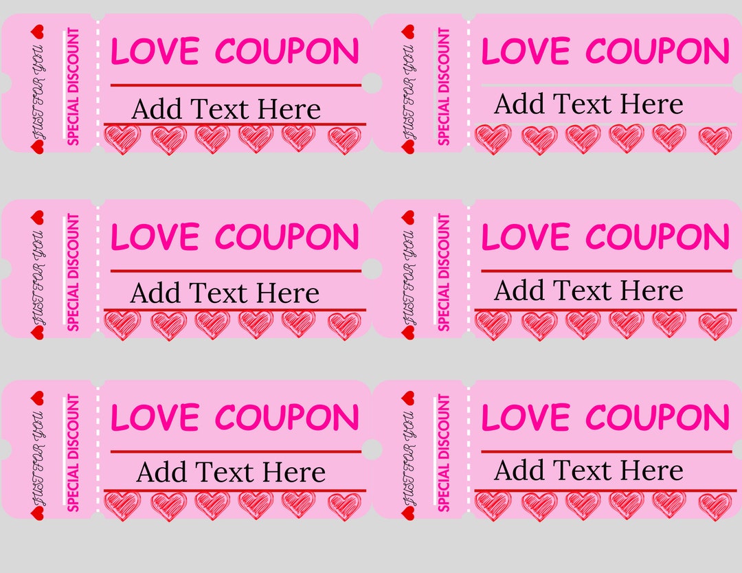 Customizable Love Coupons, Printable, Coupon Book, Printable Art ...