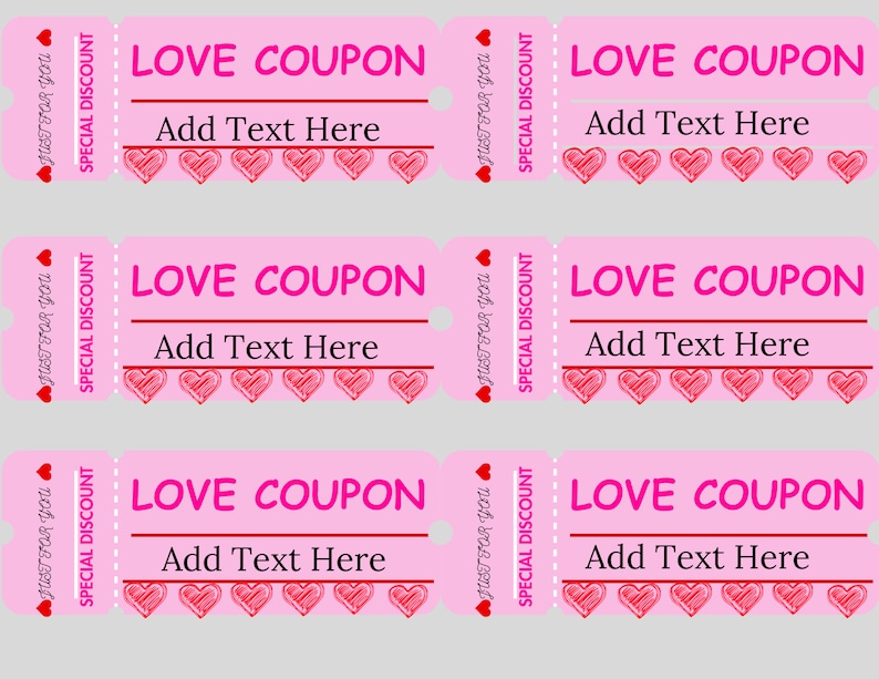Customizable Love Coupons, Printable, Coupon Book, Printable Art ...