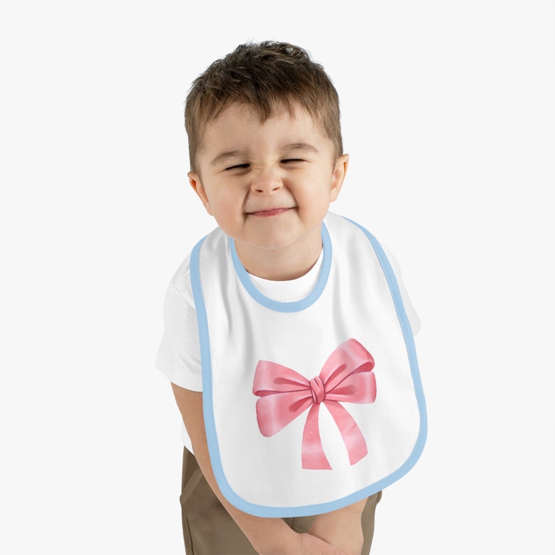 Cute Coquette Bow Baby Contrast Trim Jersey Bib image 10