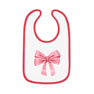 Cute Coquette Bow Baby Contrast Trim Jersey Bib image 4