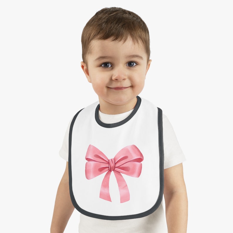 Cute Coquette Bow Baby Contrast Trim Jersey Bib image 7