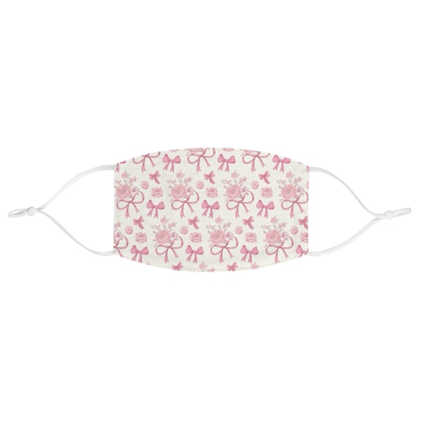 Coquette Floral Pink Bows Fabric Face Mask, Balletcore, Preppy Aesthetic, Soft Girl Face Mask