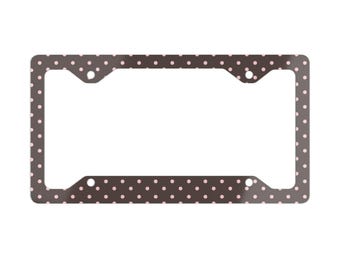 Moldura de placa de metal Coquette marrom com bolinhas rosa