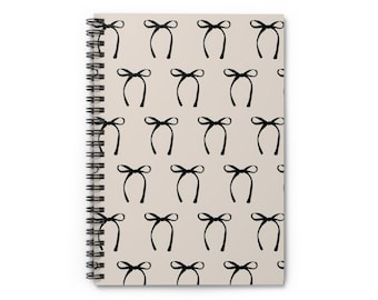 Cute Coquette Black Bow 6" x 8" Spiral Notebook - Ruled Line Notebook, Cute Stationery