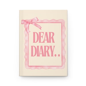 Coquette Liebes Tagebuch Hardcover Journal, ästhetisches Tagebuch, Geschenk für Schriftsteller, personalisiertes Notizbuch, Journal mit Bogen Design, Self-Care-Tagebuch