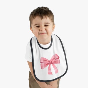 Cute Coquette Bow Baby Contrast Trim Jersey Bib image 8