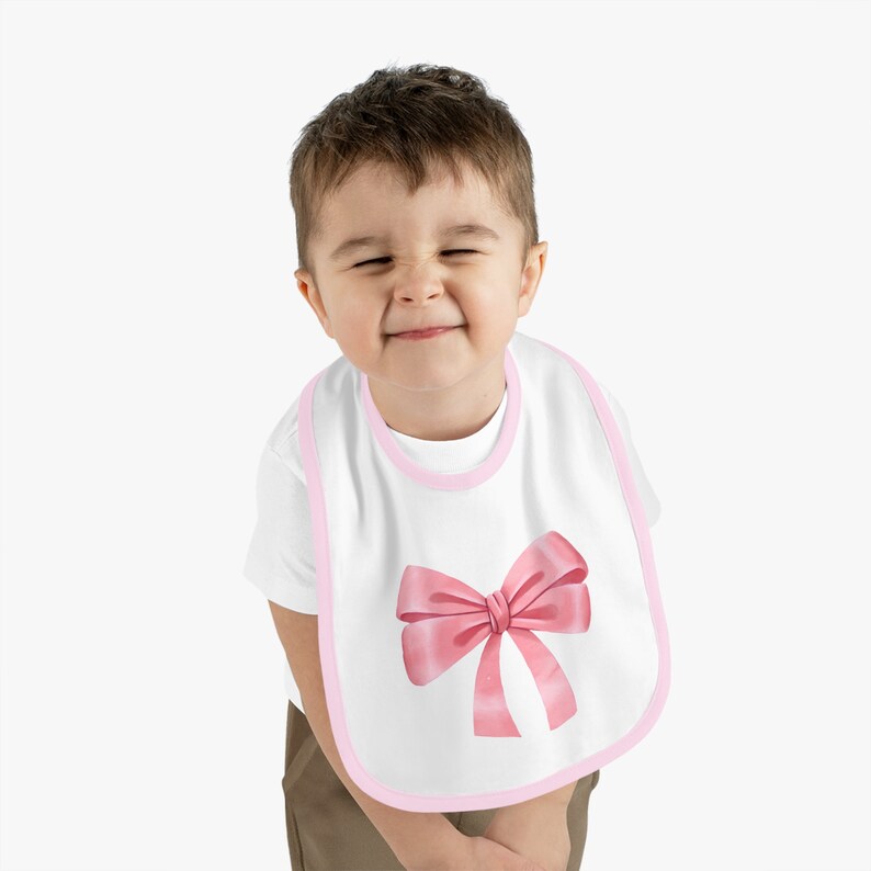 Cute Coquette Bow Baby Contrast Trim Jersey Bib image 6