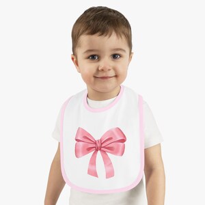 Cute Coquette Bow Baby Contrast Trim Jersey Bib image 5