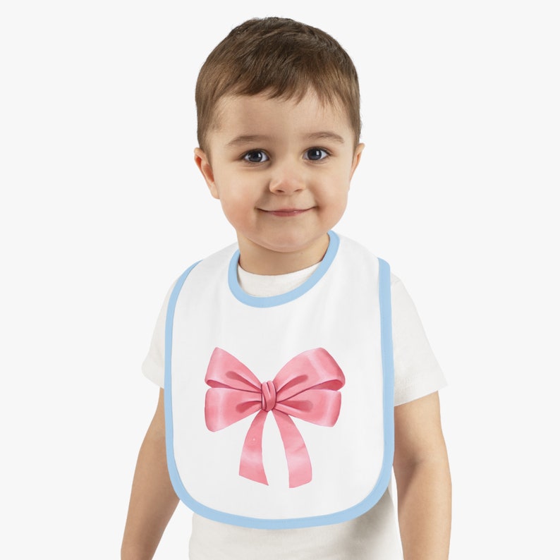 Cute Coquette Bow Baby Contrast Trim Jersey Bib image 9