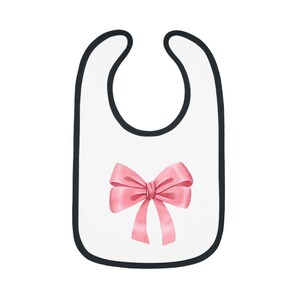 Cute Coquette Bow Baby Contrast Trim Jersey Bib image 2