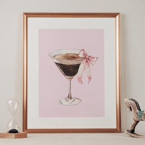 Coquette Martini room decor, Espresso Martini Wall Art Print, Trendy Wall Art, Aesthetic Apartment Decor, Girly Wall Art, Cute poster,Preppy