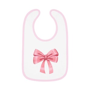 Cute Coquette Bow Baby Contrast Trim Jersey Bib image 1