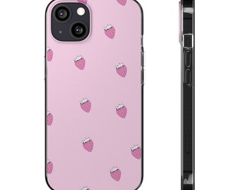 Pink Strawberry Soft iPhone 13 Case