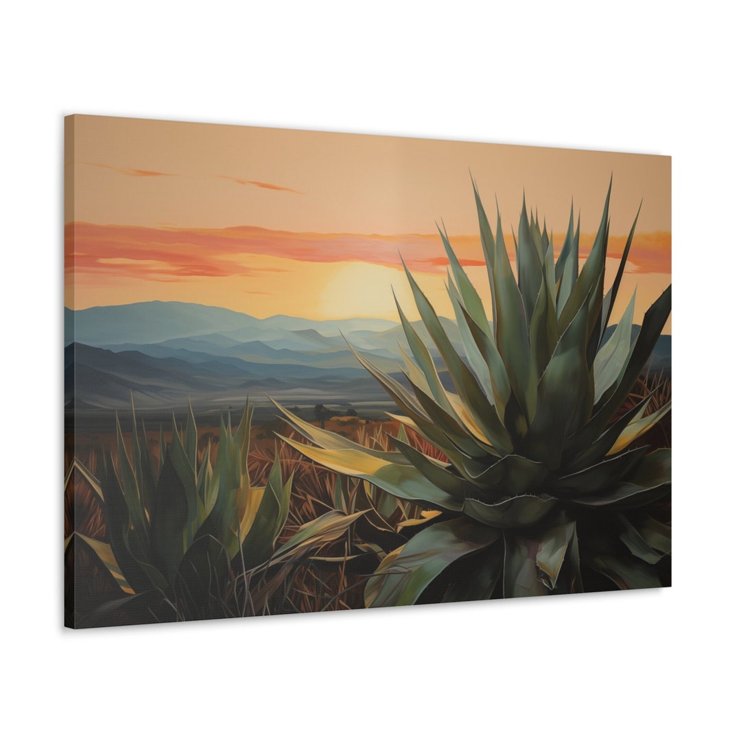 Agave Plant Canvas Wall Art, Desert Sunset Landscape, Nature Print - Etsy