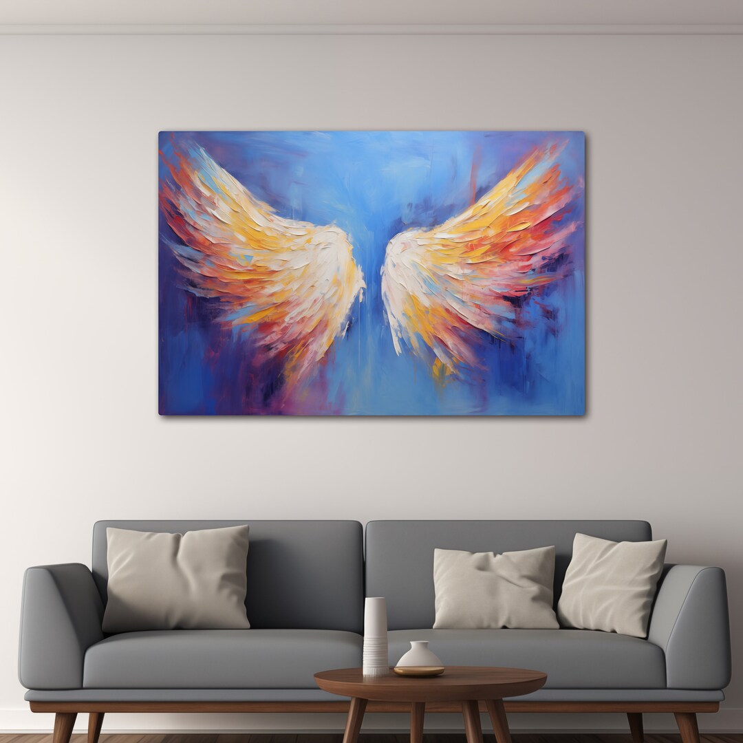 Colorful Angel Wings Canvas Wall Art, Abstract Oil Painting - Etsy