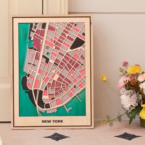 New York City Map Holz Kunst, Housewarming Geschenk, Weltkarte Wandbild, Wand-Dekor, handgefertigte Holzkarte, Abschiedsgeschenk